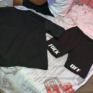 2 piece biker short and oversized tee set.